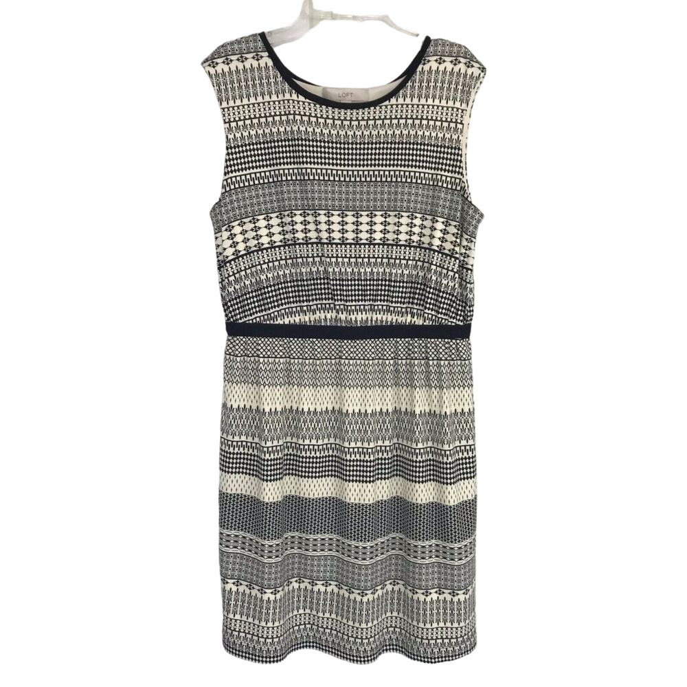 LOFT Stretch A-line Dress Knee Length Lined Sleeveless Boat Neck Size Medium